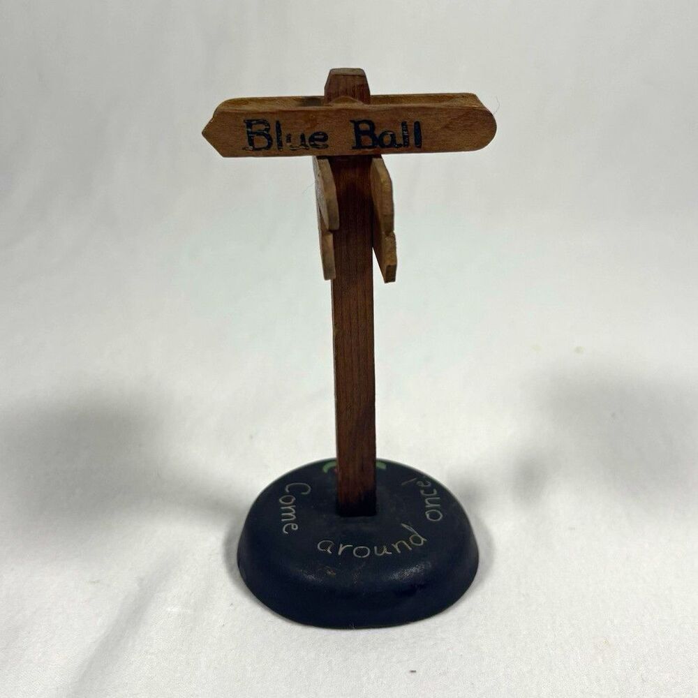 Mini Wooden Signpost Figurine Painted 4 in “Come Around Once” Place Names